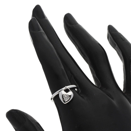 TIFFANY&Co. Ring K18WG Silver Heart Lock 3P Diamond Women Used Authentic