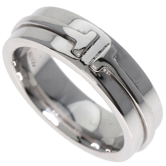 TIFFANY&Co. Ring K18WG Silver T TWO wide Women Used Authentic