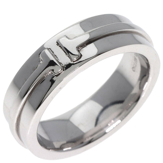 TIFFANY&Co. Ring K18WG Silver T TWO wide Women Used Authentic