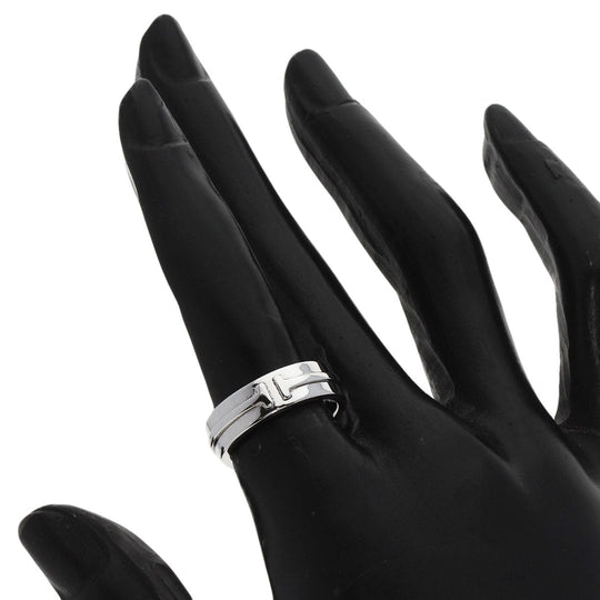 TIFFANY&Co. Ring K18WG Silver T TWO wide Women Used Authentic