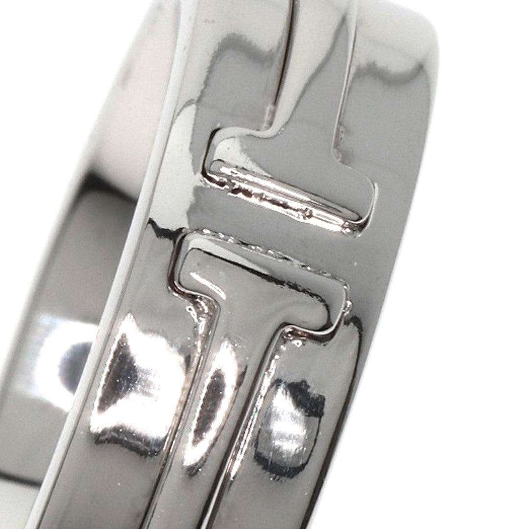 TIFFANY&Co. Ring K18WG Silver T TWO wide Women Used Authentic