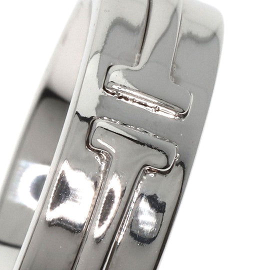 TIFFANY&Co. Ring K18WG Silver T TWO wide Women Used Authentic