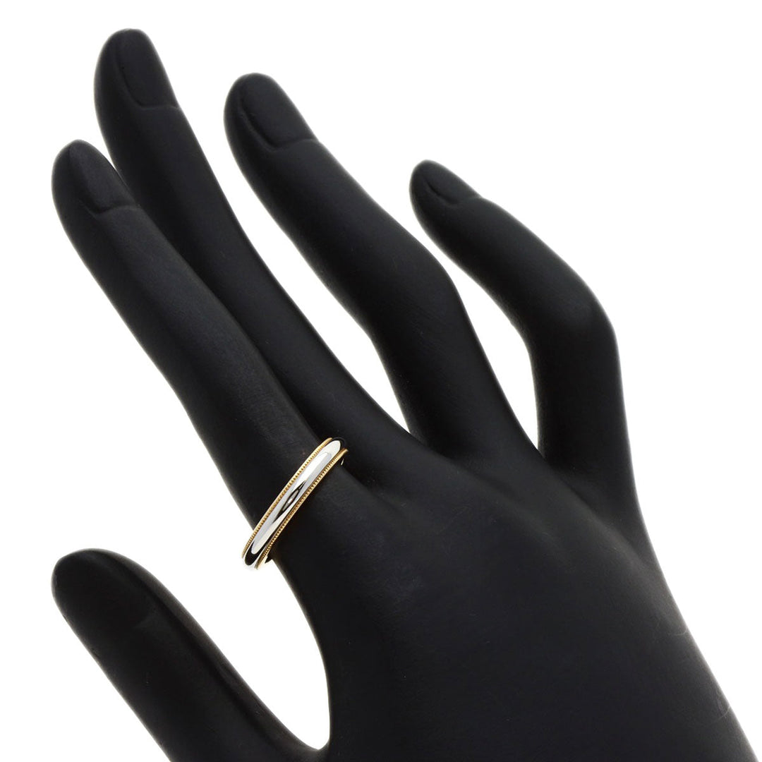 TIFFANY&Co. Ring K18YG , PT950 Silver Milgrain Women Used Authentic