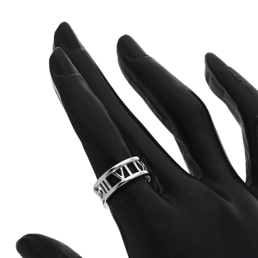TIFFANY&Co. Ring K18WG Silver Atlas open Women Used Authentic