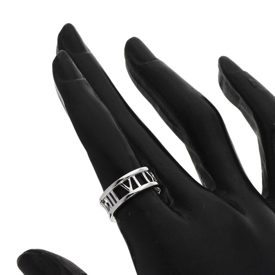 TIFFANY&Co. Ring K18WG Silver Atlas open Women Used Authentic