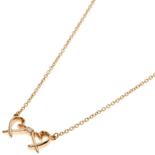 TIFFANY&Co. Necklace 18K Pink Gold gold Double rubbing heart diamond Women Used Authentic
