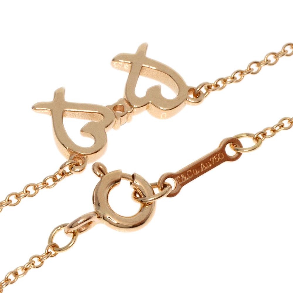 TIFFANY&Co. Necklace 18K Pink Gold gold Double rubbing heart diamond Women Used Authentic