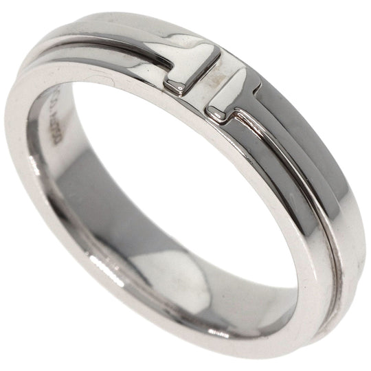 TIFFANY&Co. Ring K18WG Silver T TWO narrow Women Used Authentic