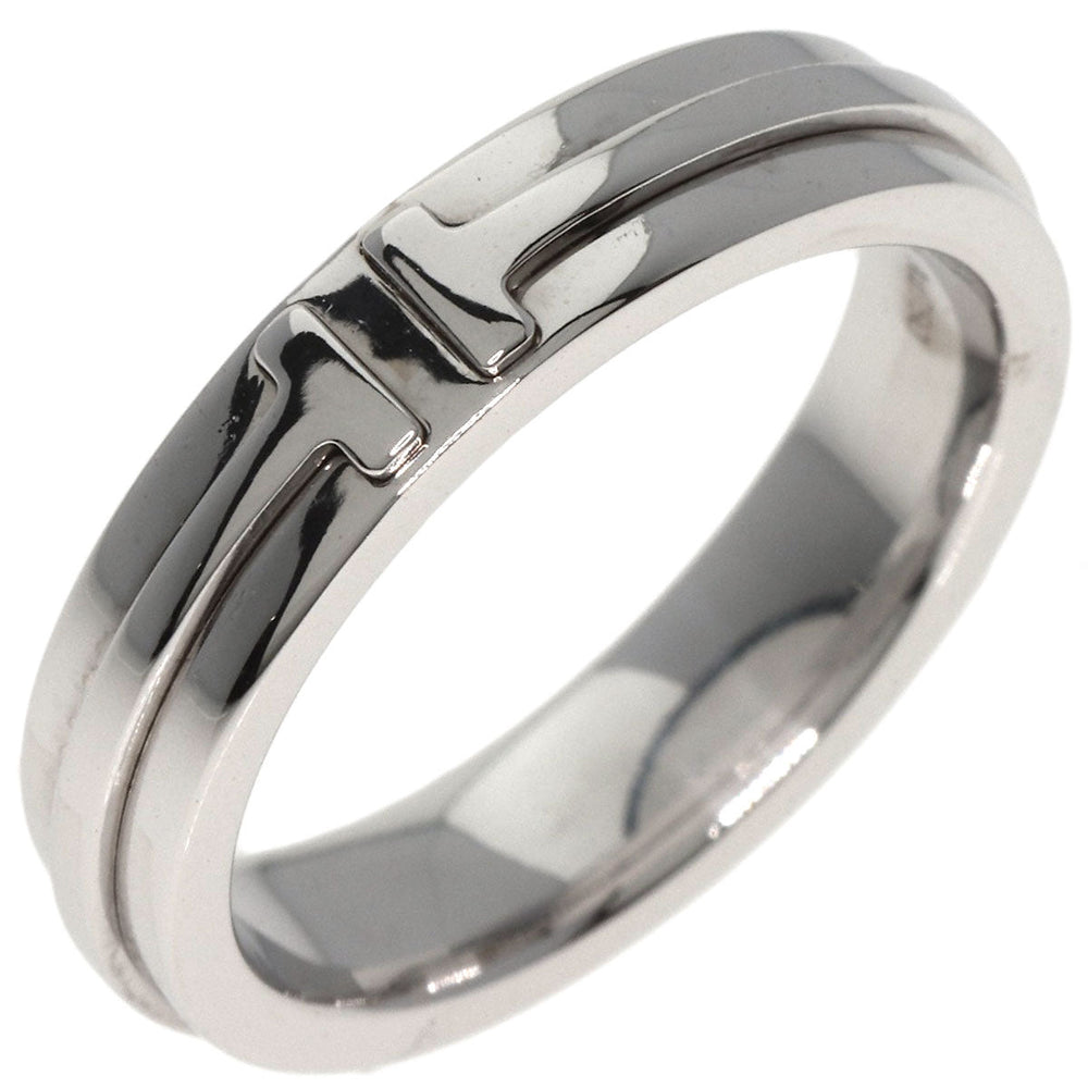 TIFFANY&Co. Ring K18WG Silver T TWO narrow Women Used Authentic