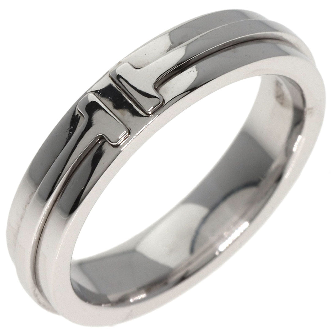 TIFFANY&Co. Ring K18WG Silver T TWO narrow Women Used Authentic