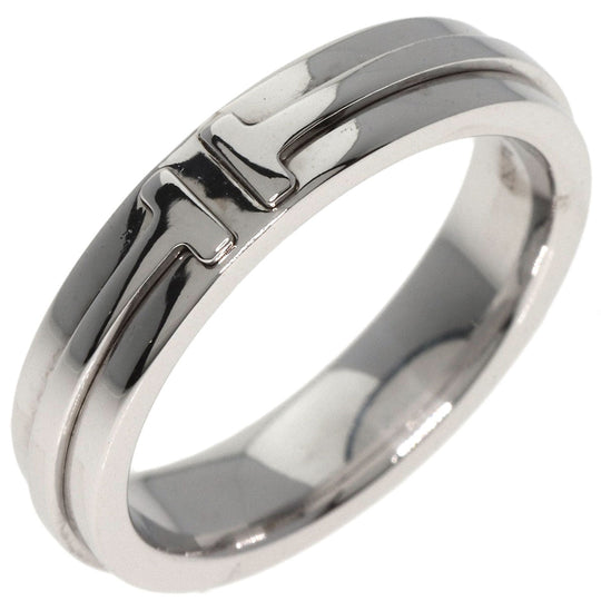 TIFFANY&Co. Ring K18WG Silver T TWO narrow Women Used Authentic