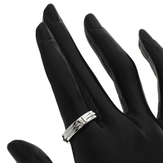 TIFFANY&Co. Ring K18WG Silver T TWO narrow Women Used Authentic