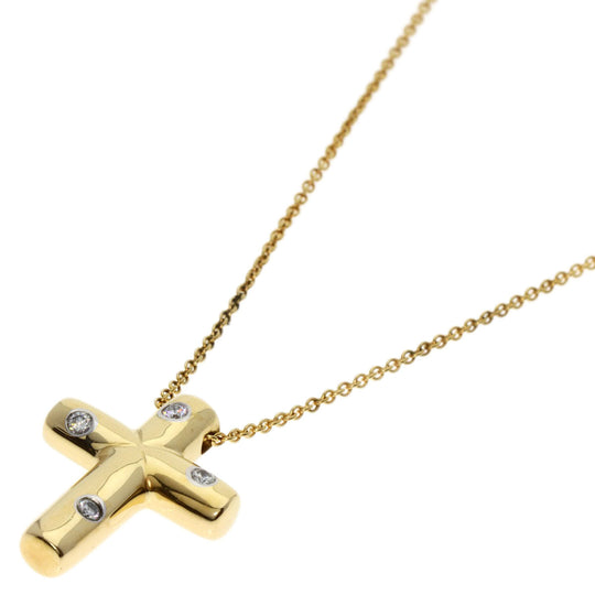 TIFFANY&Co. Necklace 18K Yellow Gold gold Dots Cross Diamond Women Used Authentic
