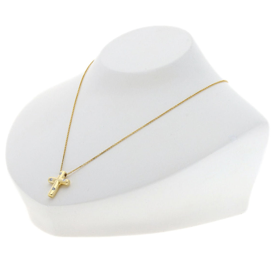 TIFFANY&Co. Necklace 18K Yellow Gold gold Dots Cross Diamond Women Used Authentic