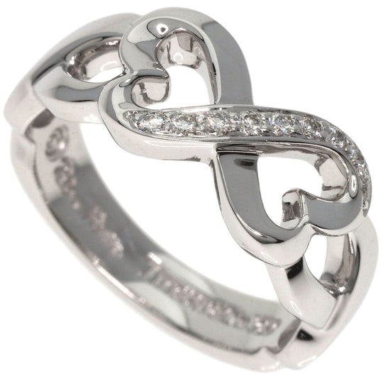 TIFFANY&Co. Ring K18WG Silver Double rubbing heart diamond