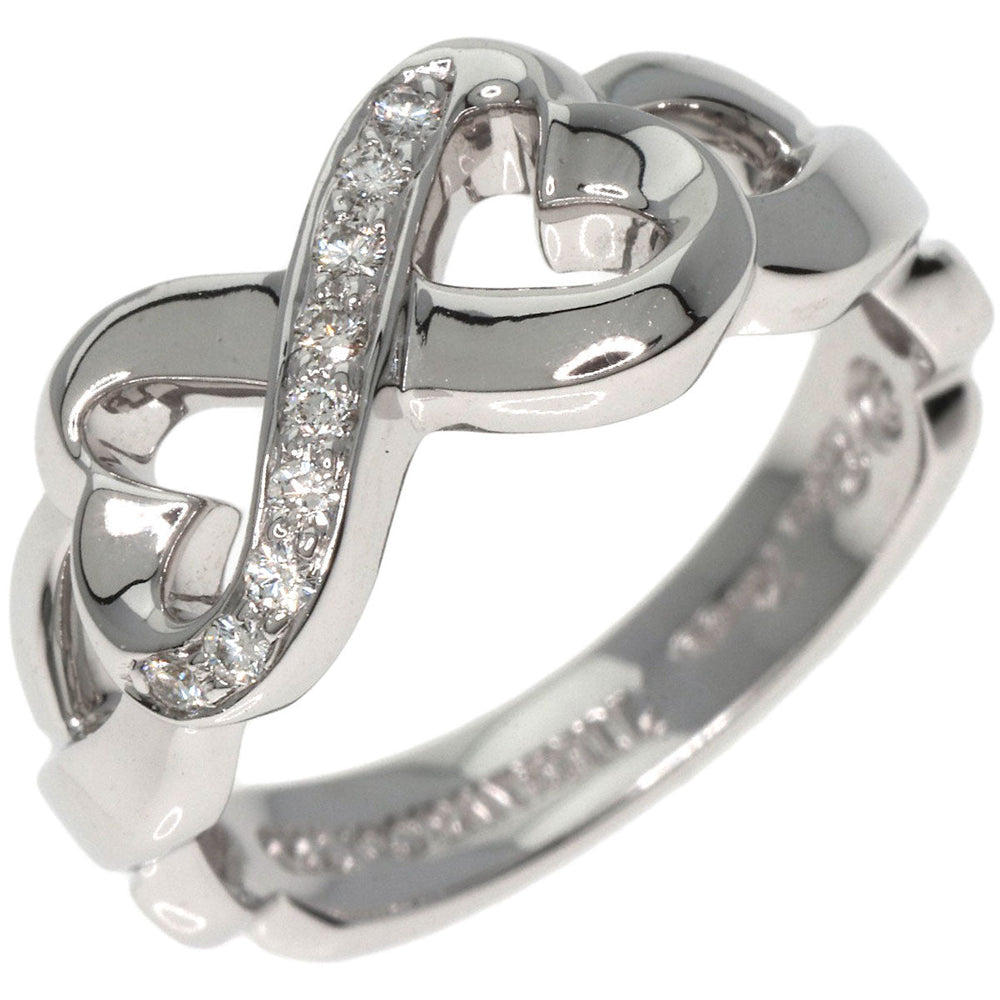 TIFFANY&Co. Ring K18WG Silver Double rubbing heart diamond