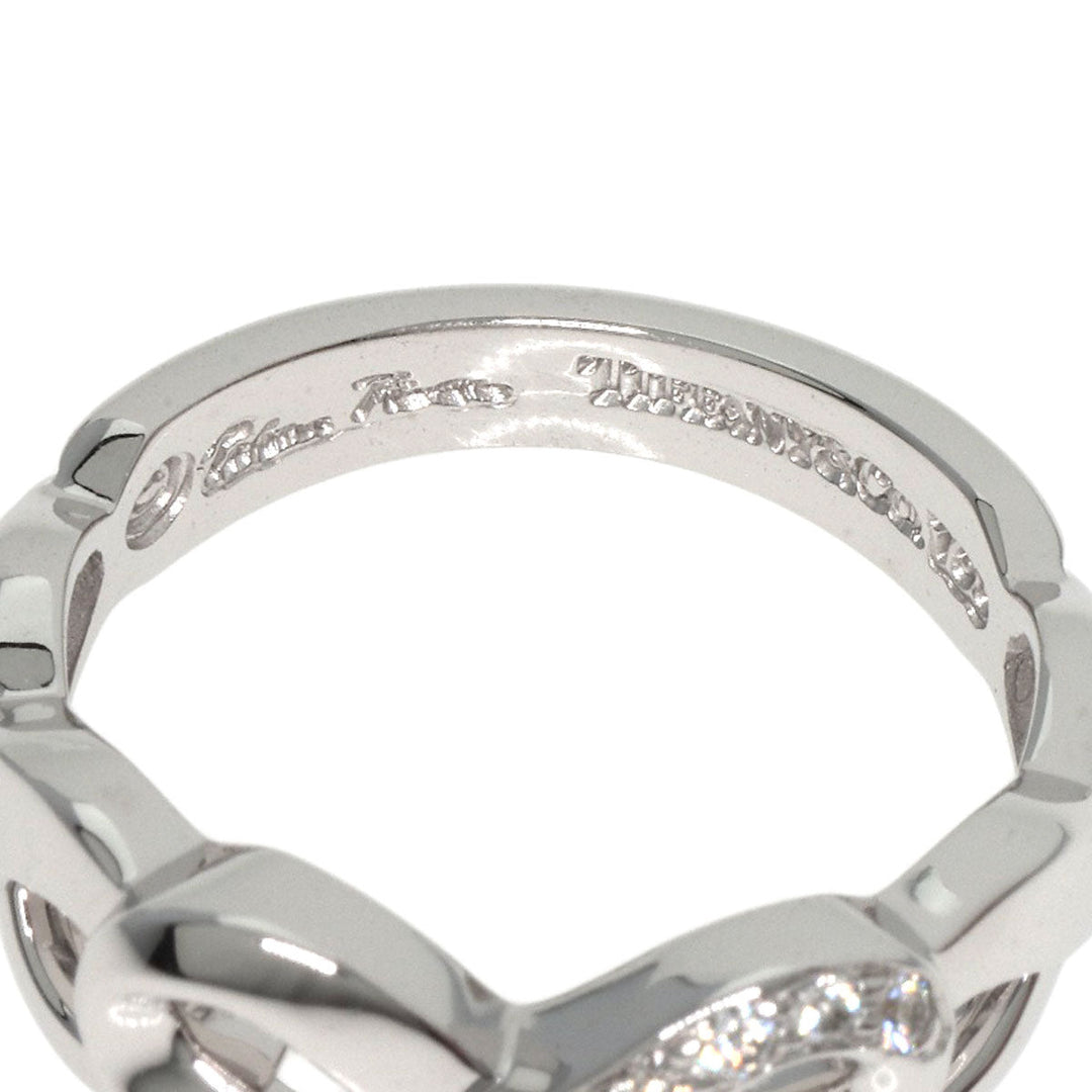 TIFFANY&Co. Ring K18WG Silver Double rubbing heart diamond