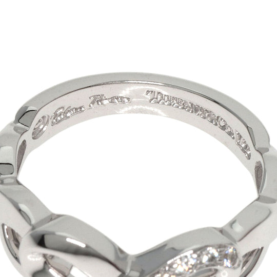 TIFFANY&Co. Ring K18WG Silver Double rubbing heart diamond