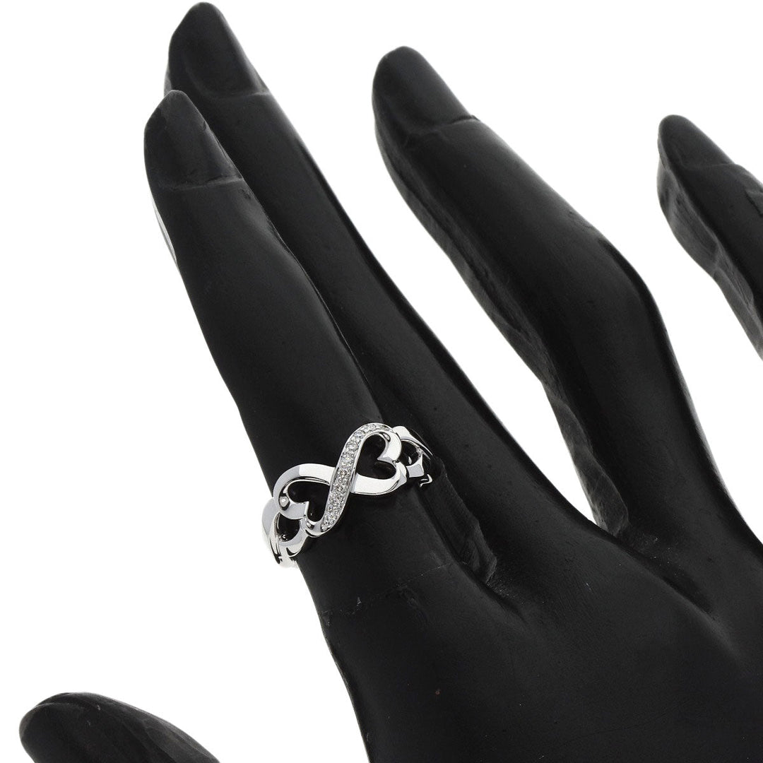TIFFANY&Co. Ring K18WG Silver Double rubbing heart diamond