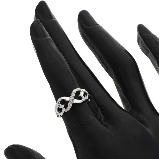 TIFFANY&Co. Ring K18WG Silver Double rubbing heart diamond