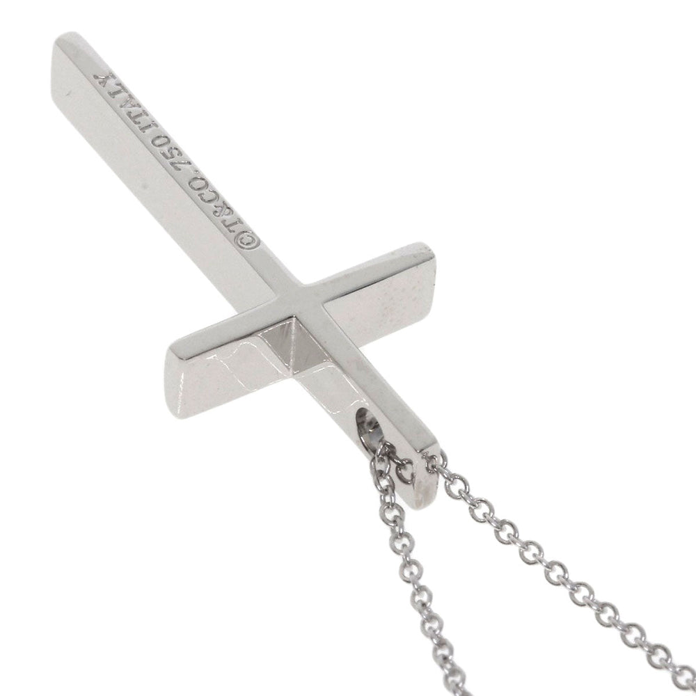 TIFFANY&Co. Necklace K18WG Silver Metrocross Women Used Authentic