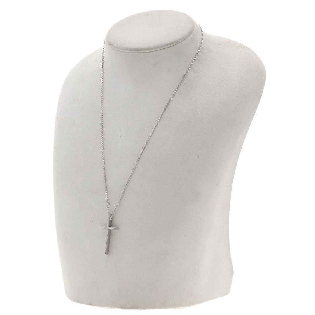 TIFFANY&Co. Necklace K18WG Silver Metrocross Women Used Authentic