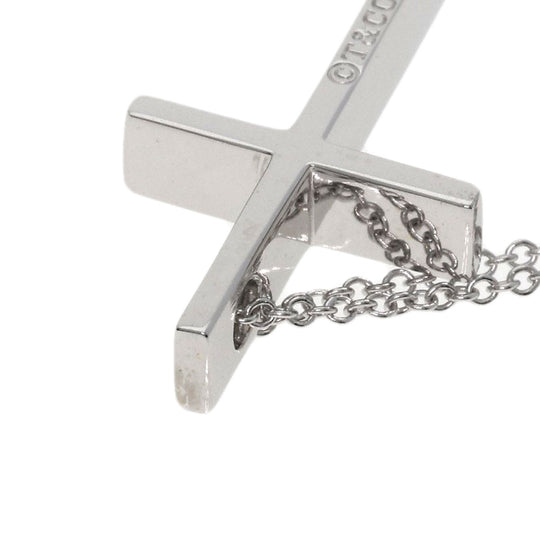 TIFFANY&Co. Necklace K18WG Silver Metrocross Women Used Authentic