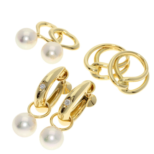 MIKIMOTO Earring 18K Yellow Gold gold Pearl Diamond Replacement TOP Set