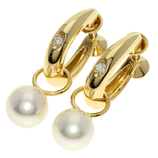 MIKIMOTO Earring 18K Yellow Gold gold Pearl Diamond Replacement TOP Set