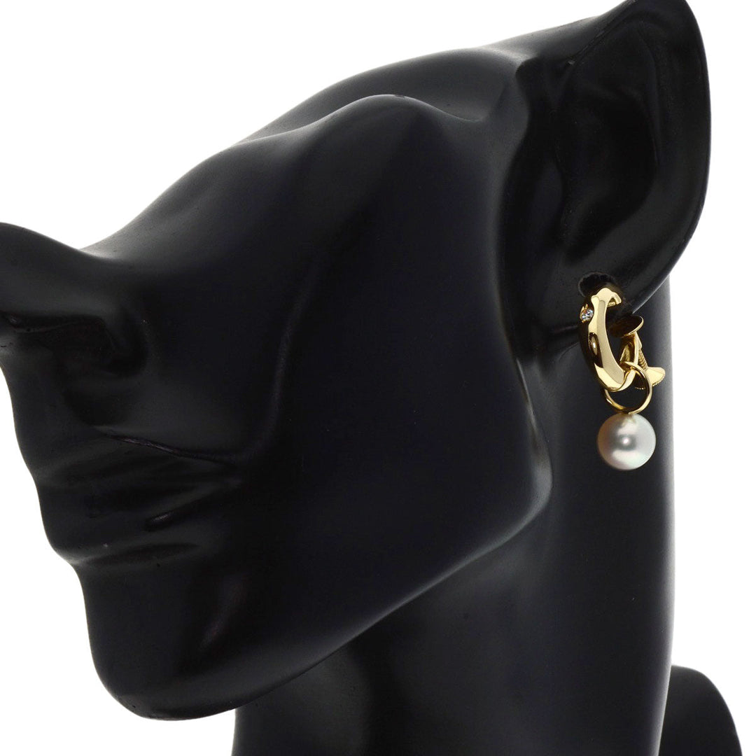 MIKIMOTO Earring 18K Yellow Gold gold Pearl Diamond Replacement TOP Set