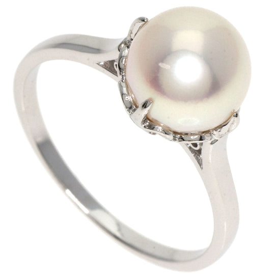 MIKIMOTO Ring K14WG Silver Pearl Women Used Authentic