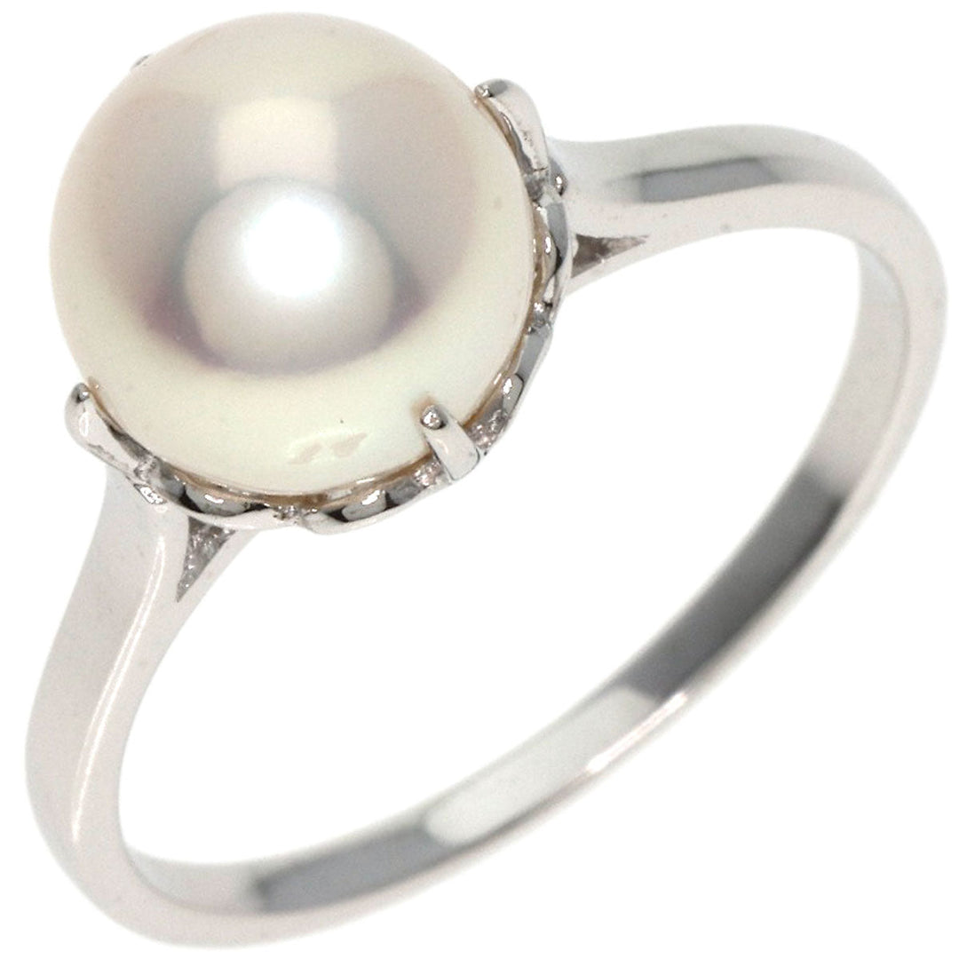 MIKIMOTO Ring K14WG Silver Pearl Women Used Authentic