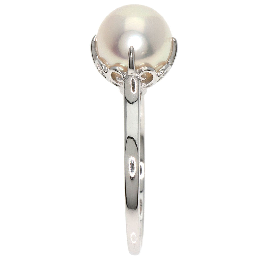 MIKIMOTO Ring K14WG Silver Pearl Women Used Authentic
