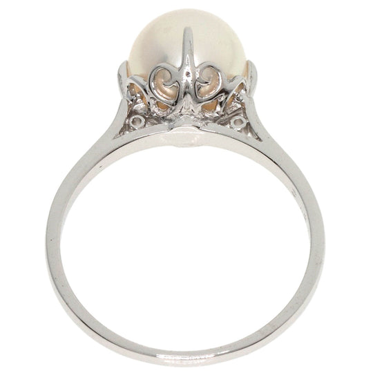 MIKIMOTO Ring K14WG Silver Pearl Women Used Authentic