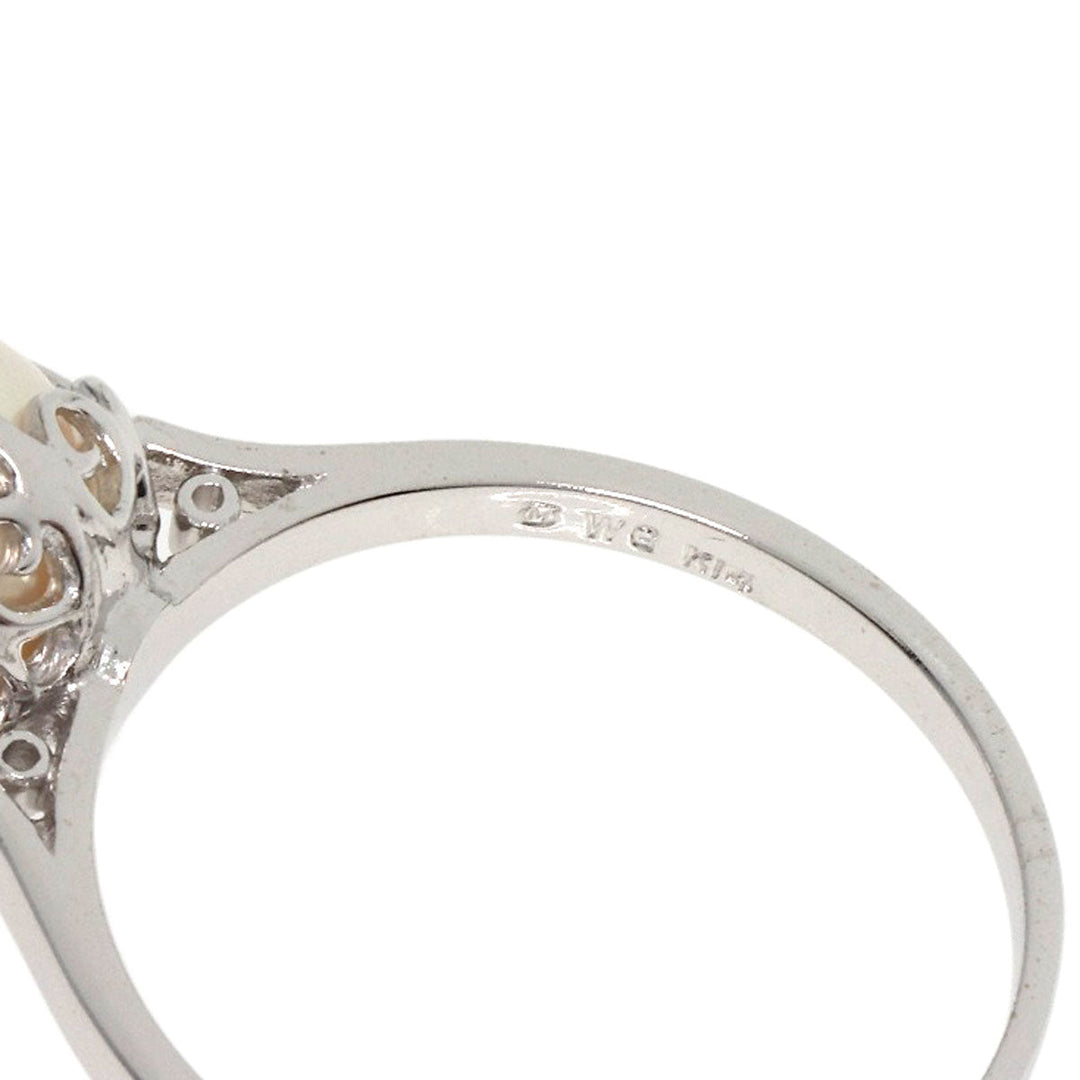 MIKIMOTO Ring K14WG Silver Pearl Women Used Authentic