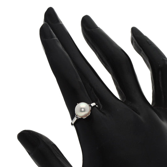 MIKIMOTO Ring K14WG Silver Pearl Women Used Authentic