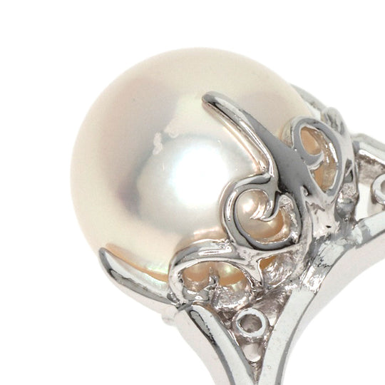 MIKIMOTO Ring K14WG Silver Pearl Women Used Authentic