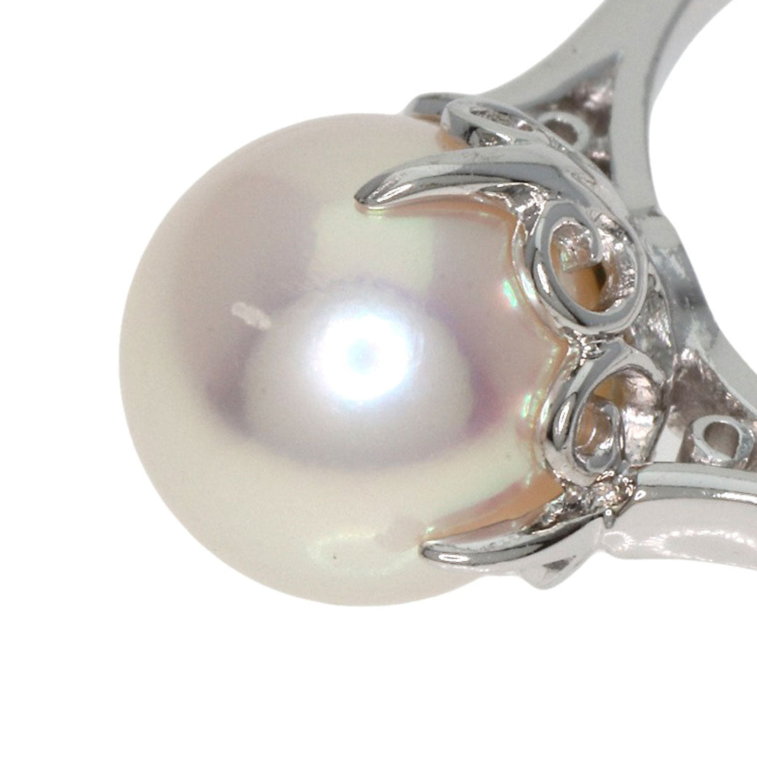 MIKIMOTO Ring K14WG Silver Pearl Women Used Authentic