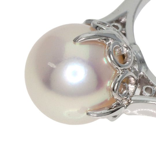 MIKIMOTO Ring K14WG Silver Pearl Women Used Authentic