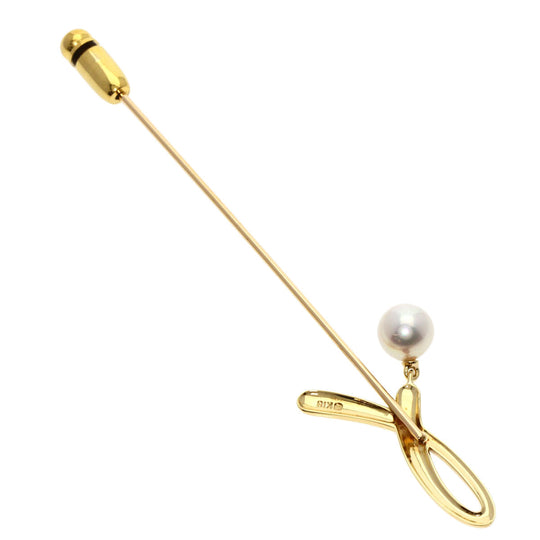 MIKIMOTO Brooch 18K Yellow Gold gold Pearl Pin Brooch Women Used Authentic
