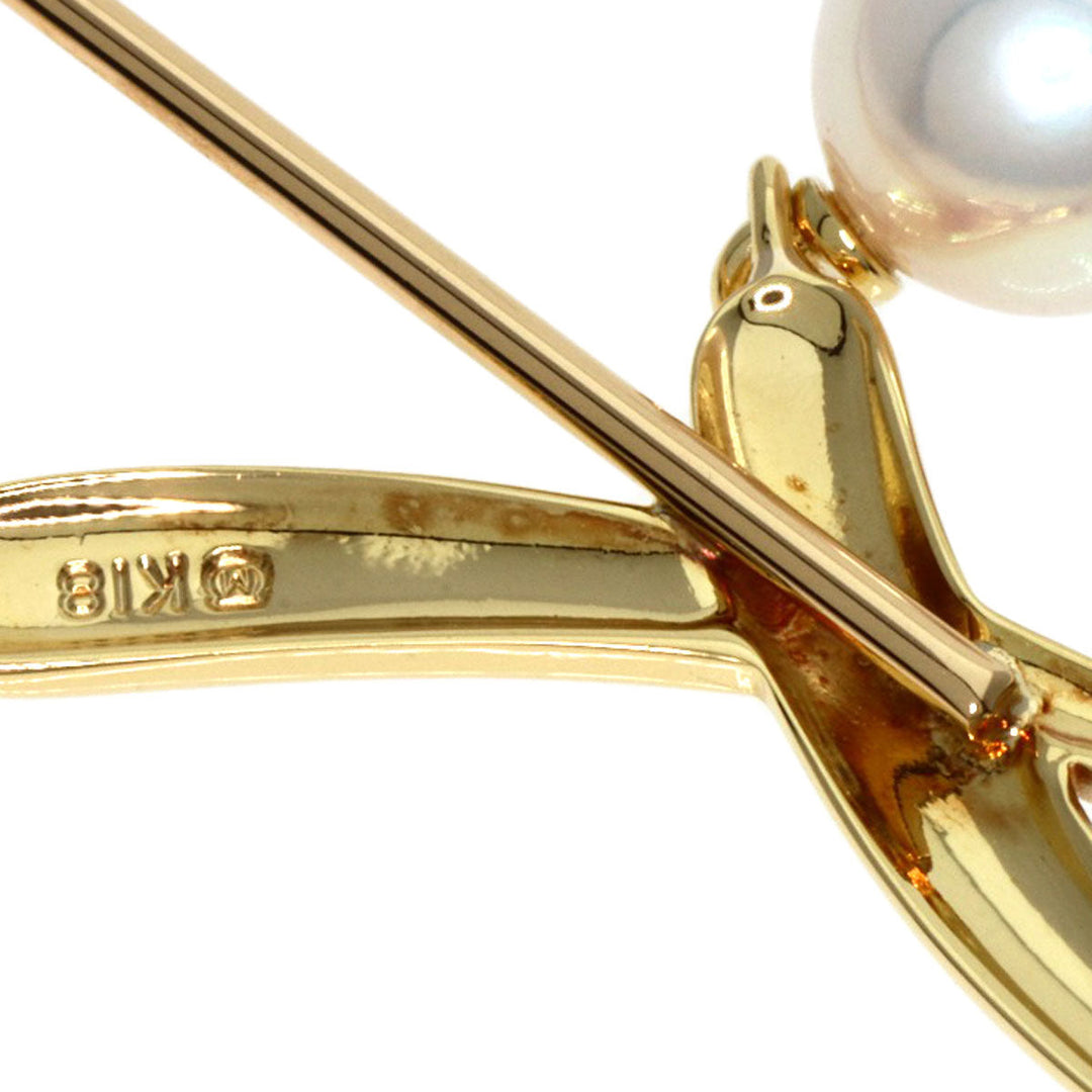 MIKIMOTO Brooch 18K Yellow Gold gold Pearl Pin Brooch Women Used Authentic