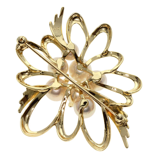 MIKIMOTO Brooch K14YG gold Pearl pearl diamond Women Used Authentic