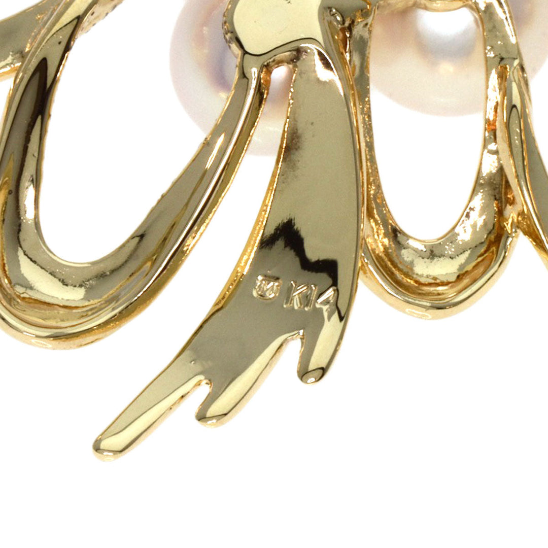 MIKIMOTO Brooch K14YG gold Pearl pearl diamond Women Used Authentic