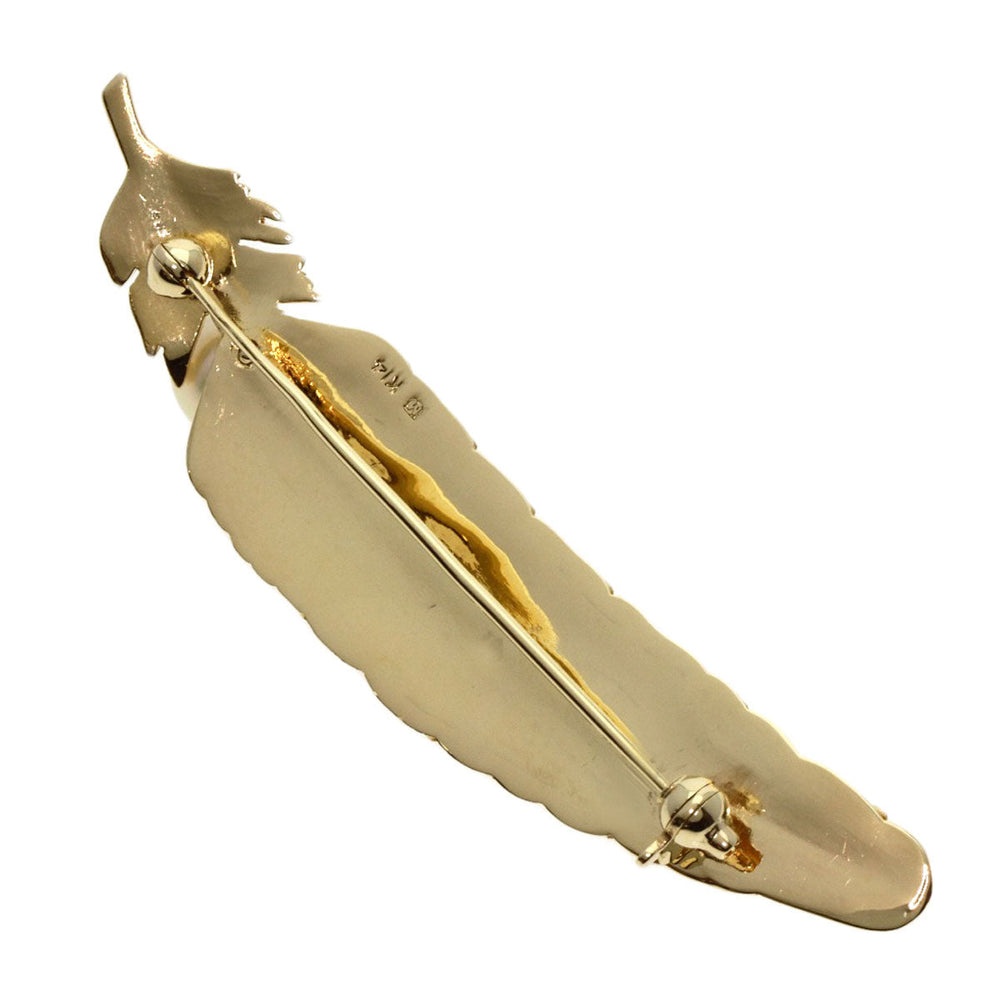 MIKIMOTO Brooch K14YG gold Pearl Feather Motif