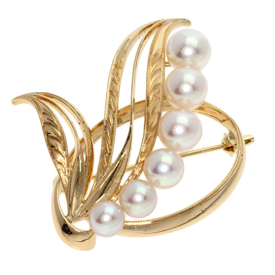MIKIMOTO Brooch K14YG gold Pearl Women Used Authentic