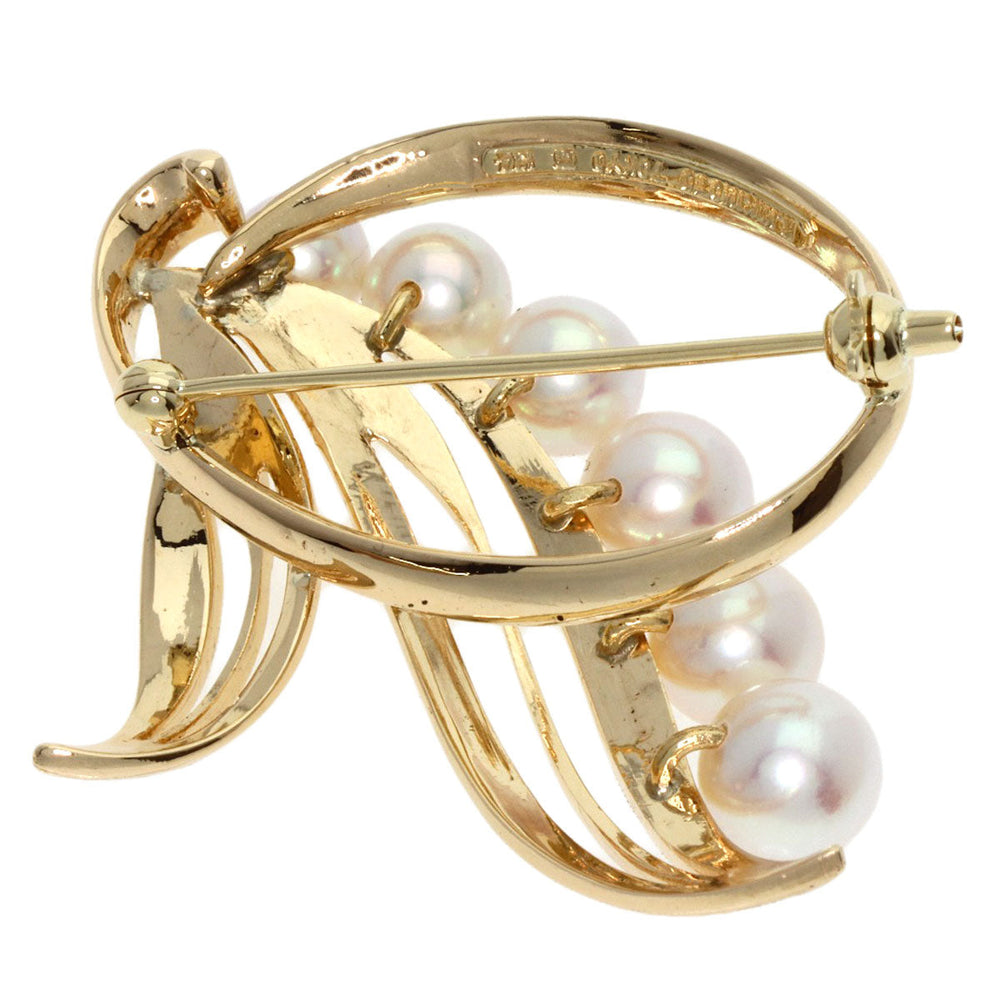MIKIMOTO Brooch K14YG gold Pearl Women Used Authentic