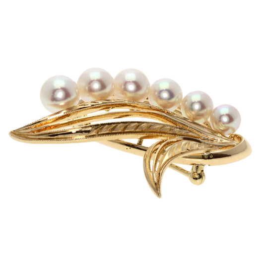 MIKIMOTO Brooch K14YG gold Pearl Women Used Authentic