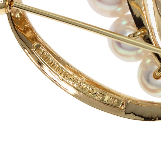 MIKIMOTO Brooch K14YG gold Pearl Women Used Authentic