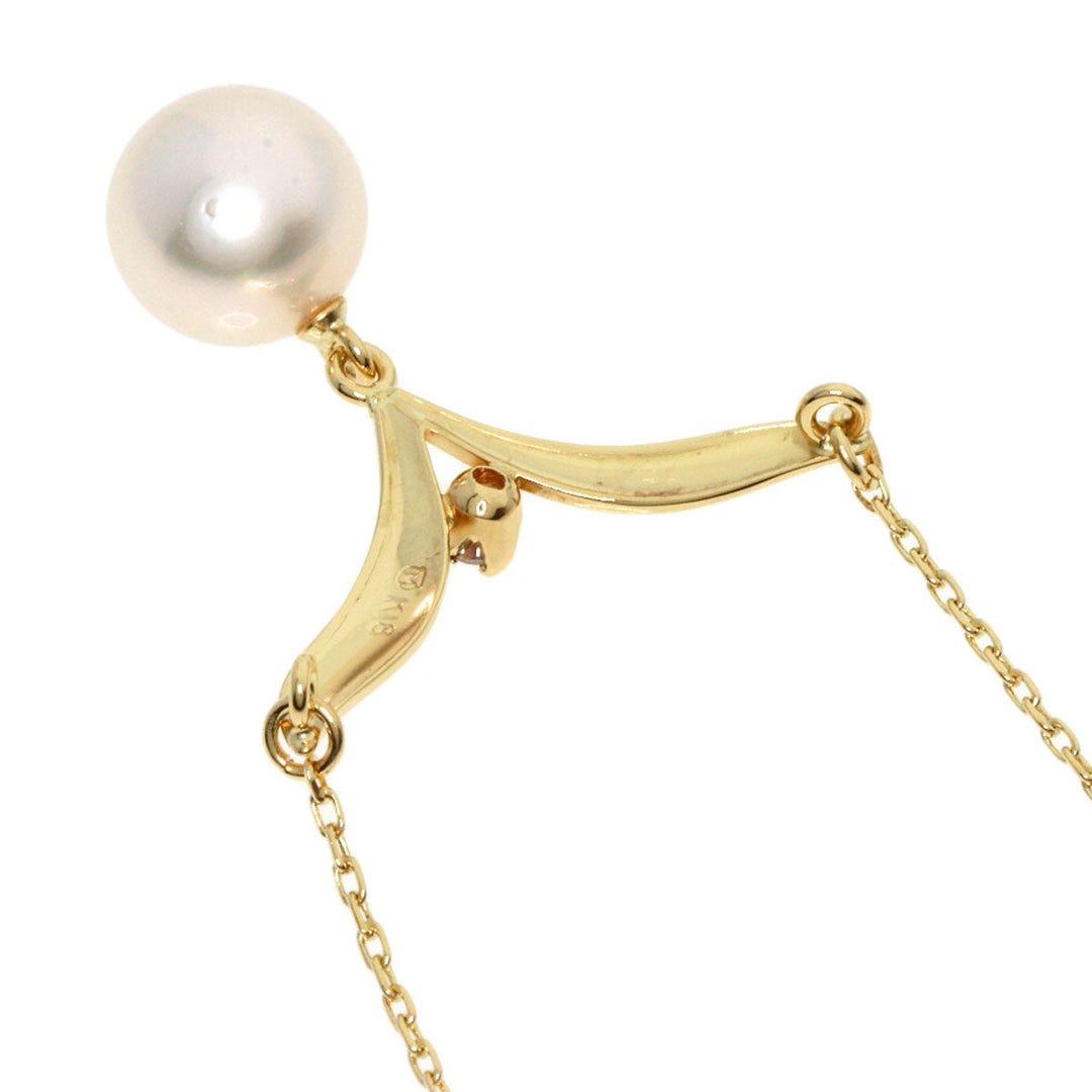 MIKIMOTO Necklace 18K Yellow Gold gold Pearl 1P Diamond