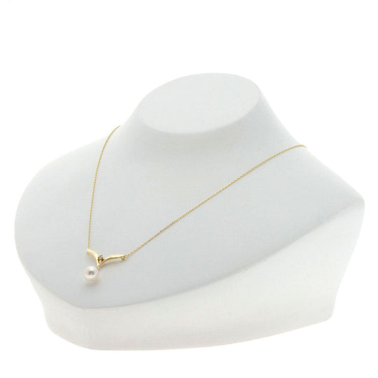 MIKIMOTO Necklace 18K Yellow Gold gold Pearl 1P Diamond